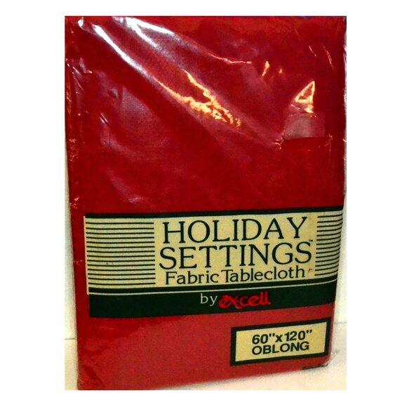 Ex-Cell Fabric Holiday Tablecloth New In Package 60 x 120 Oblong Red Linens - Picture 1 of 4